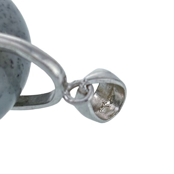 Vintage Sterling Silver Cubic Zirconia Nephrite Jade Doughnut Swan Bale Pendant - Picture 3 of 5